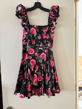 Alice + Olivia Black Dress with Pink Floral Print